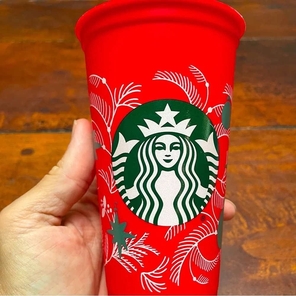 Starbucks Holiday/Christmas Red Plastic 16oz Travel Tumblers w/ Lid x3